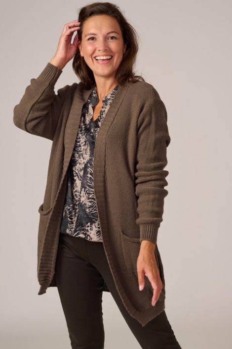 FOS Amsterdam taupe dames vest | Model vooraanzicht