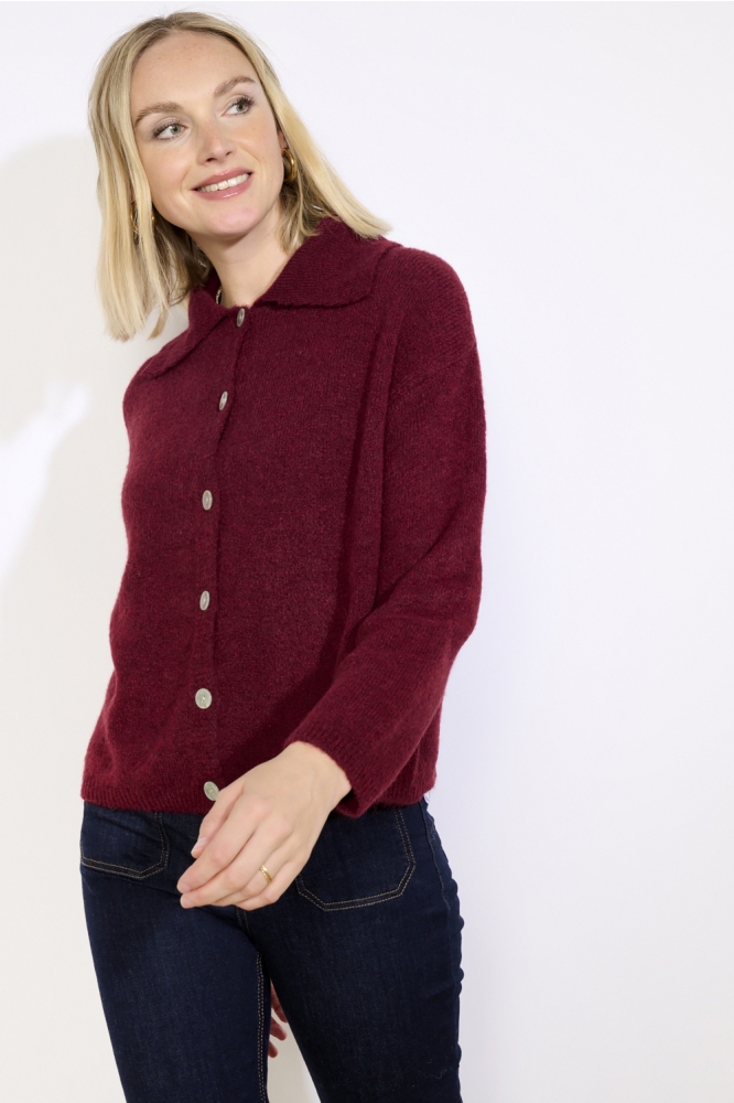 LolaLiza bordeaux dames vest | Model vooraanzicht