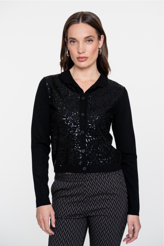 Geisha zwarte dames vest | Model vooraanzicht