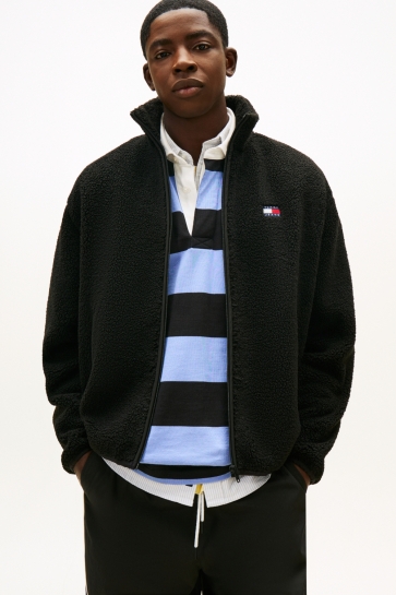 Tommy Jeans tjm rlx badge zip-thru teddy ext Zwart