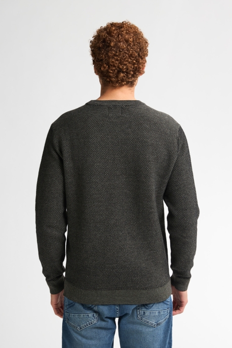 Petrol Industries grijze heren trui | Model achteraanzicht