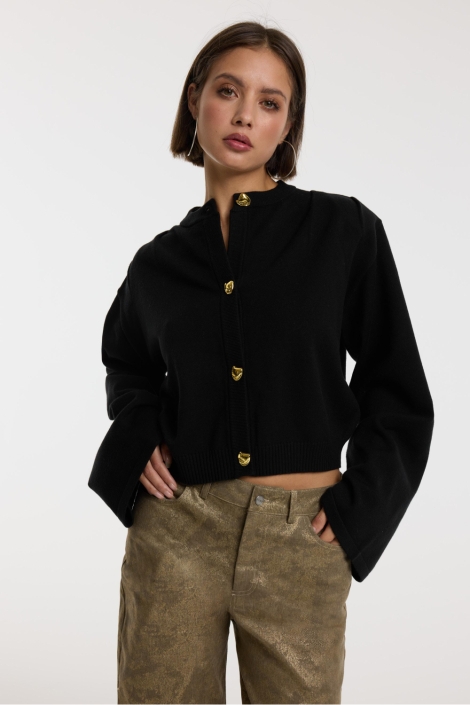 Refined Department zwarte dames vest | Model vooraanzicht