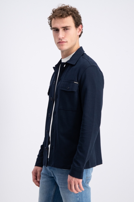 Gabbiano blauwe heren overhemd | Model zijaanzicht