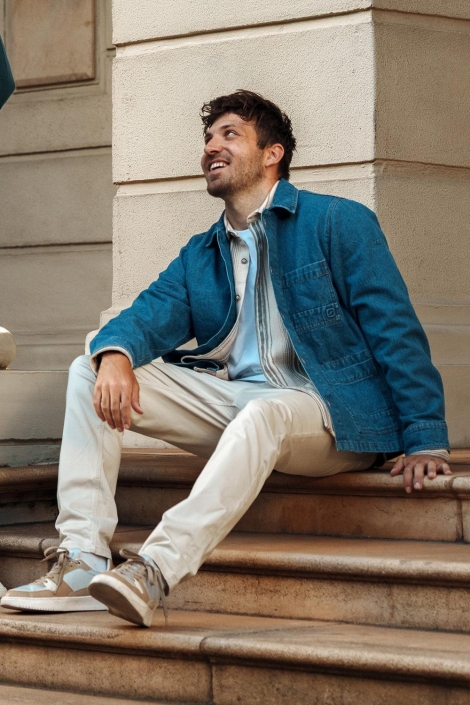 Gabbiano blauwe heren jas | Sfeerbeeld, In situatie