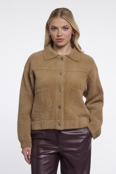 Rino & Pelle camel dames vest | Model vooraanzicht