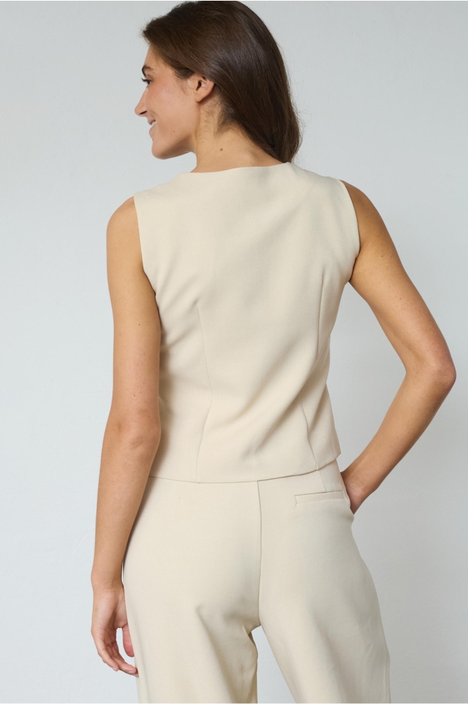 SisterS point beige dames gilet | Model achteraanzicht