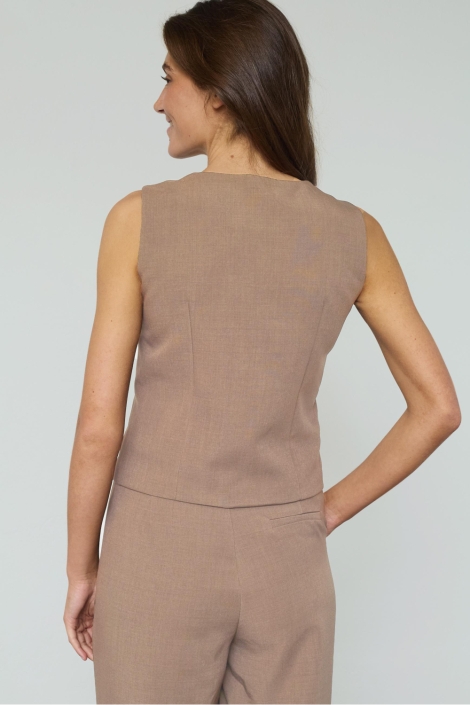 SisterS point camel dames gilet | Model achteraanzicht