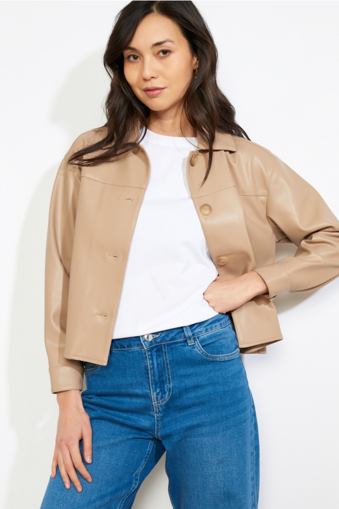 LolaLiza zand dames blouse | Model vooraanzicht