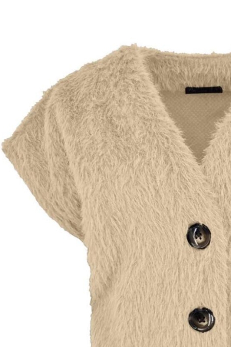 FOS Amsterdam beige dames gilet | Close up