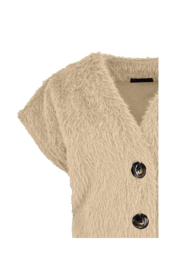 FOS Amsterdam beige dames gilet | Close up