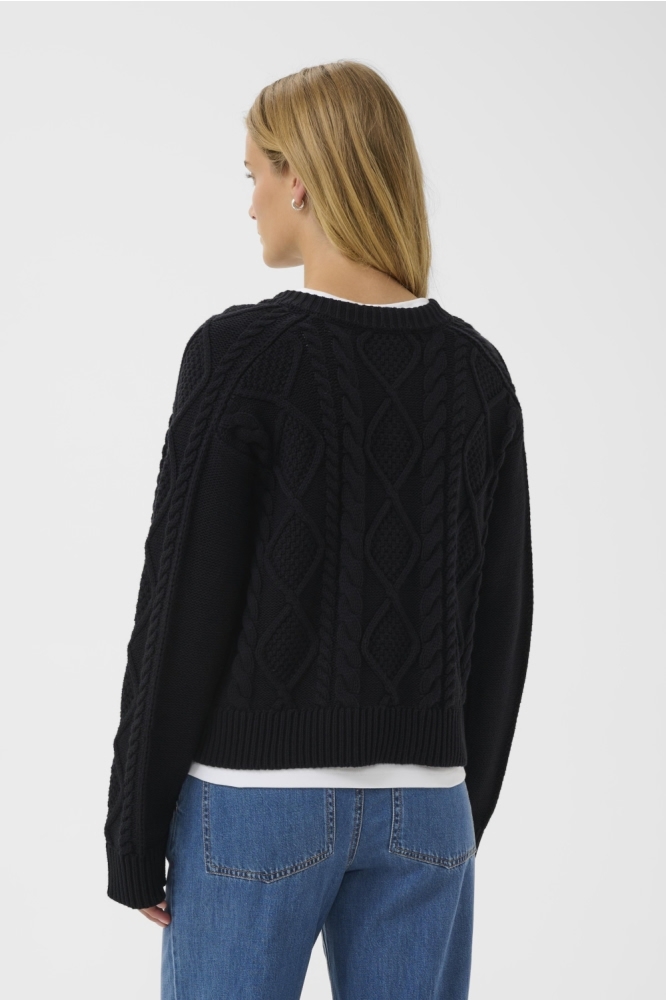 Part Two blauwe dames vest | Model achteraanzicht