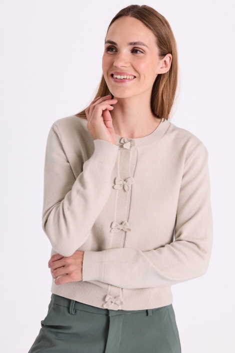 Freequent ecru dames vest | Model vooraanzicht