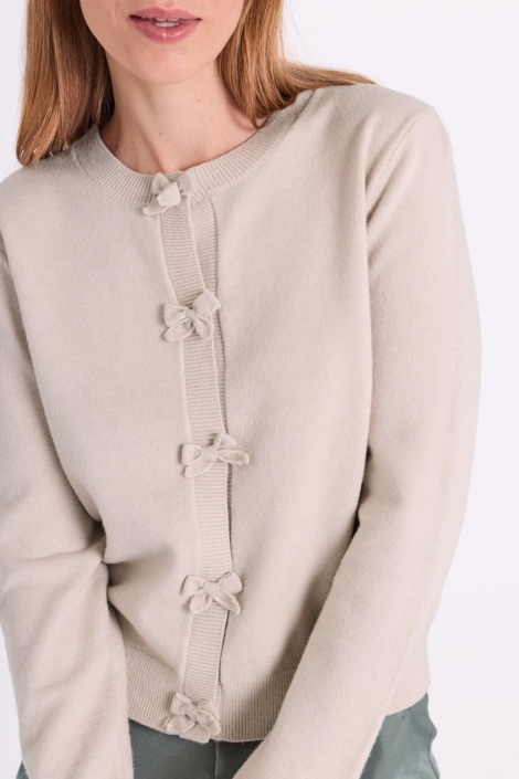 Freequent ecru dames vest | Close up