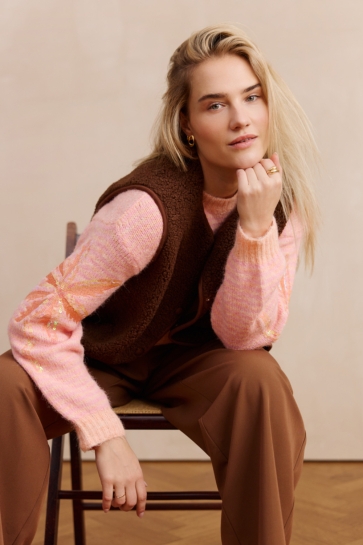 LolaLiza Vest V TEDDISNAP 09001527 3717 BROWN COFFEE