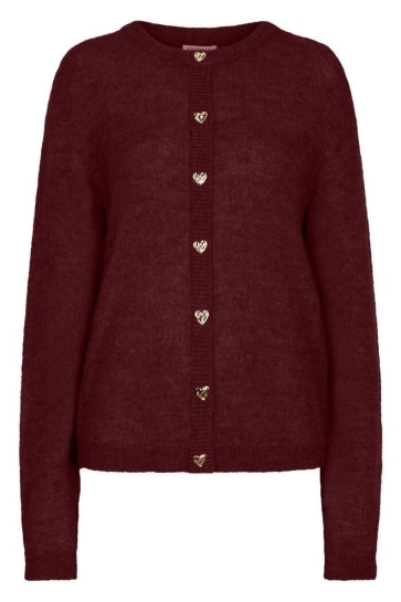 EsQualo Trui CARDIGAN CLOSED PLACKET FANCY BUTTON F26 07510 488 Merlot