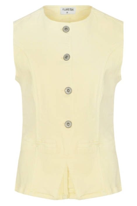 Fluresk gele dames gilet | Vooraanzicht