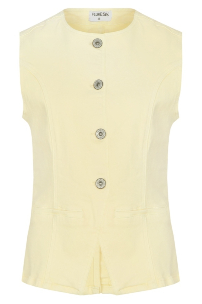Fluresk gele dames gilet | Vooraanzicht