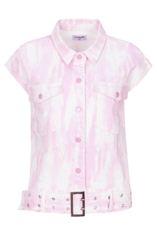 Fluresk roze dames gilet | Vooraanzicht