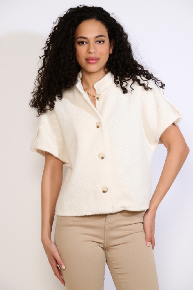 LolaLiza beige dames vest | Model vooraanzicht