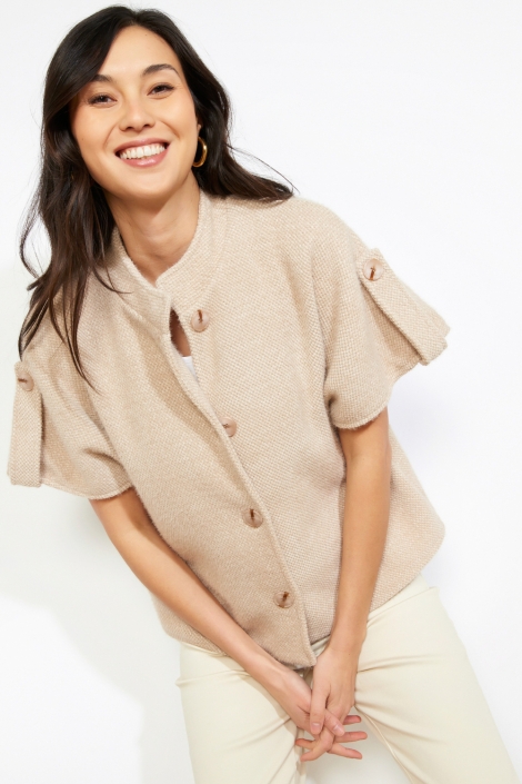 LolaLiza beige dames vest | Model vooraanzicht