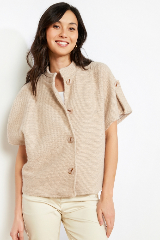 LolaLiza beige dames vest | Model vooraanzicht