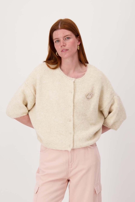 Zusss ecru dames vest | Model vooraanzicht