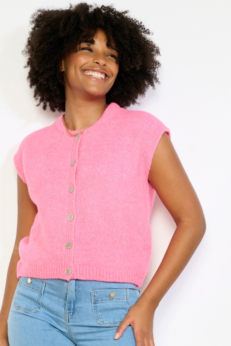 LolaLiza roze dames gilet | Model vooraanzicht
