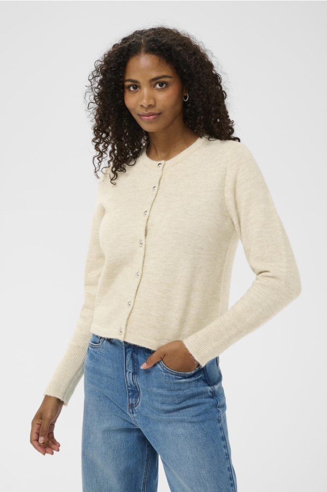 Kaffe beige dames vest | Model vooraanzicht