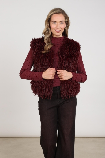 Nukus Vest MILA GILET FEATHER NKF08026 333 cherry