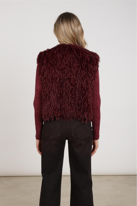 Nukus bordeaux dames gilet | Model achteraanzicht