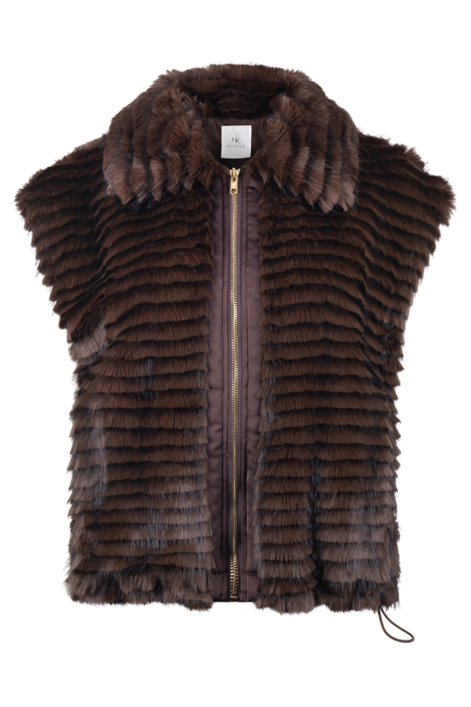 Nukus bruine dames gilet | Vooraanzicht
