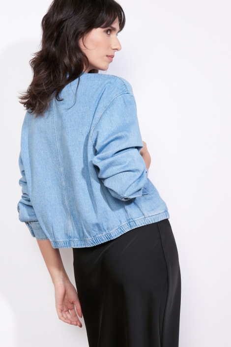 LolaLiza blauwe dames jas | Model achteraanzicht