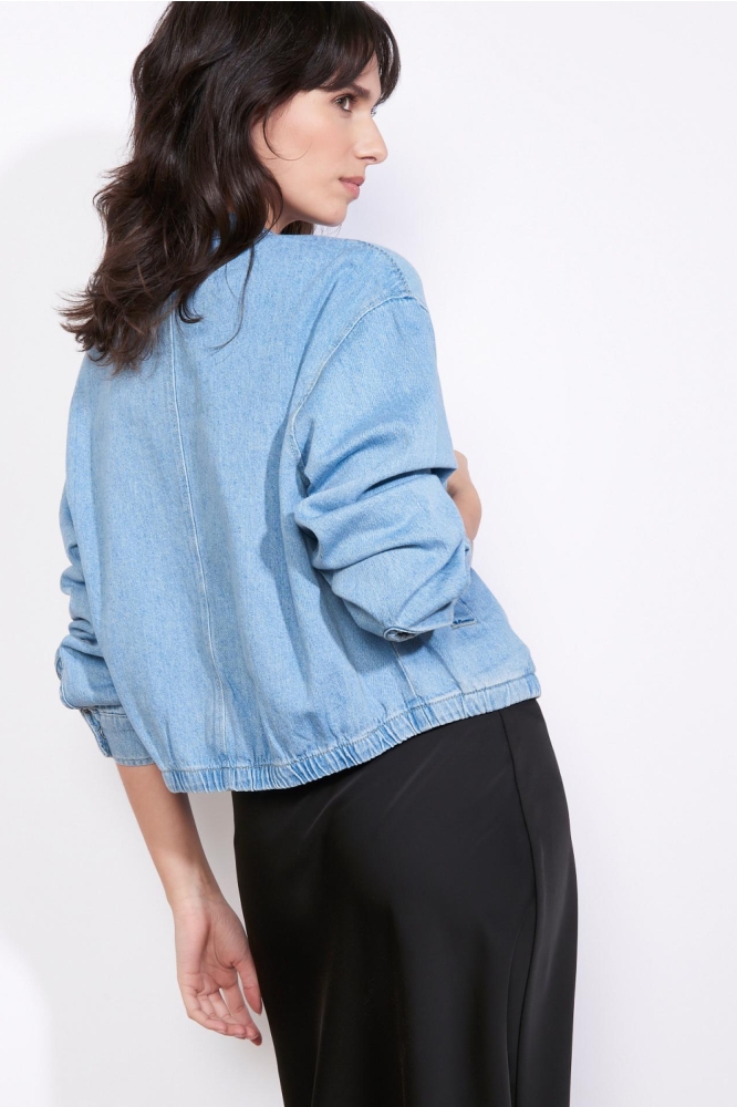 LolaLiza blauwe dames jas | Model achteraanzicht