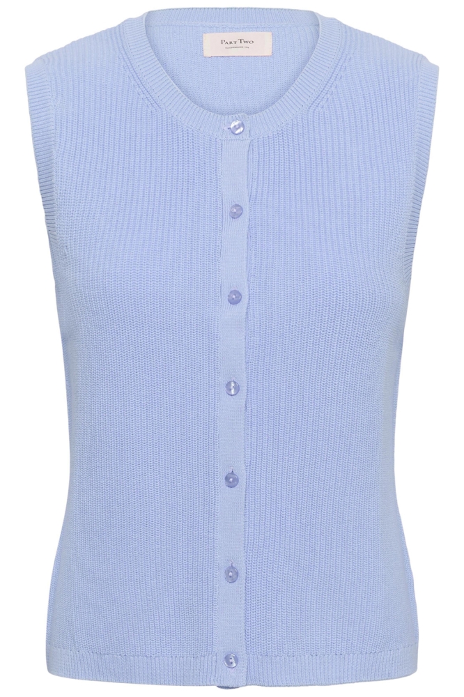 Part Two blauwe dames gilet | Vooraanzicht