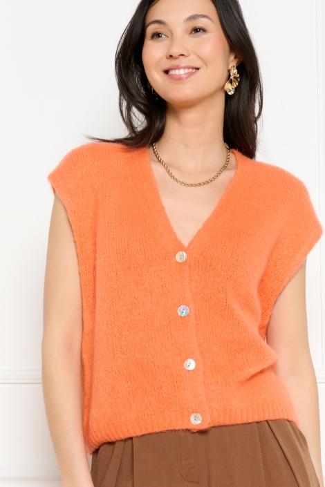 LolaLiza oranje dames gilet | Model vooraanzicht