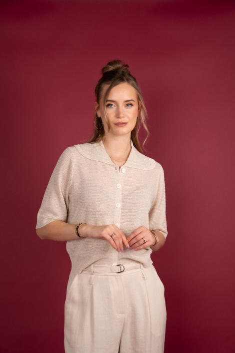 I-coni-K beige dames vest | Model vooraanzicht