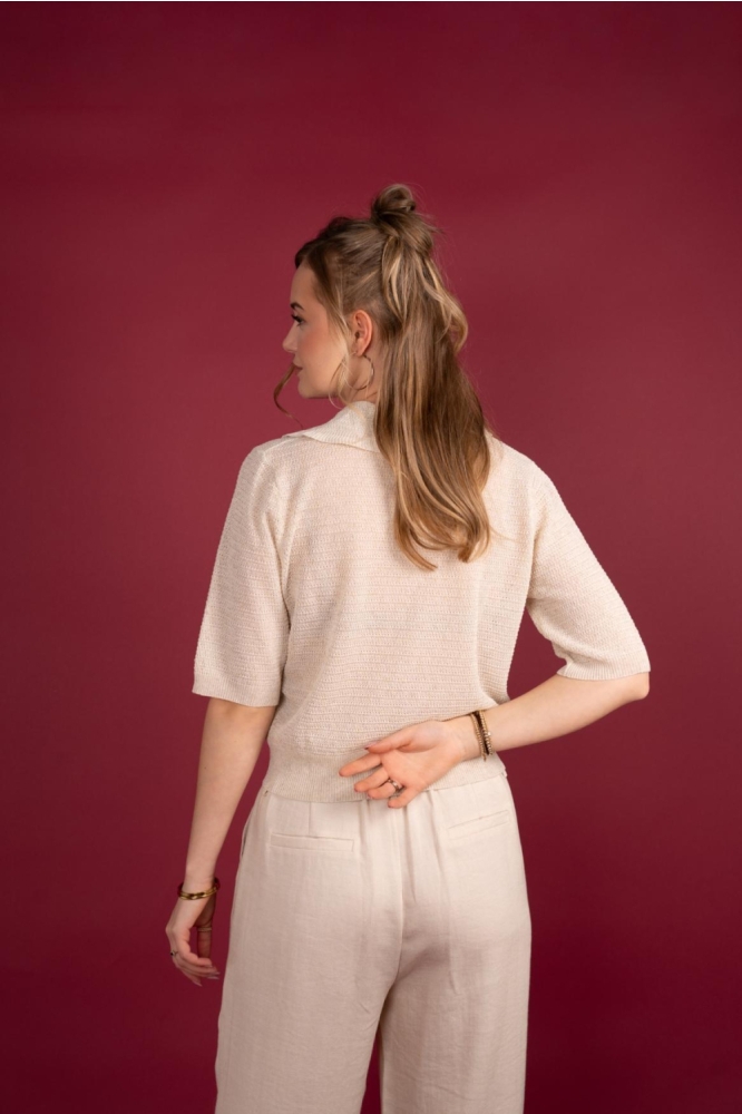 I-coni-K beige dames vest | Model achteraanzicht