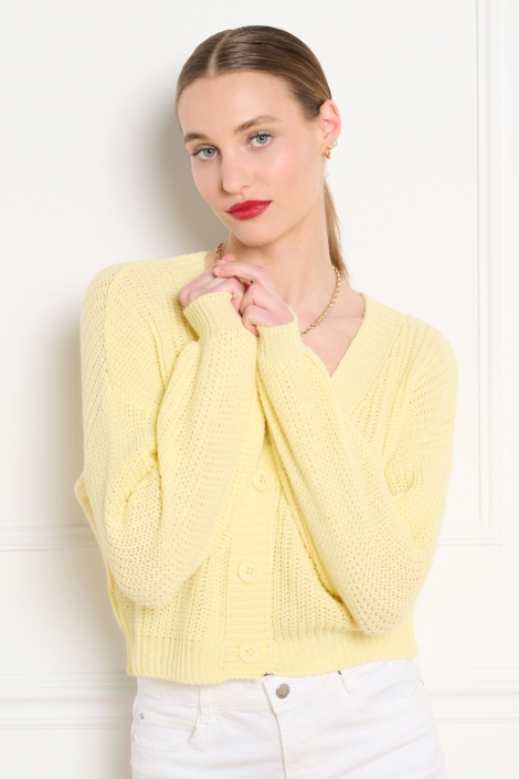 LolaLiza gele dames vest | Model vooraanzicht