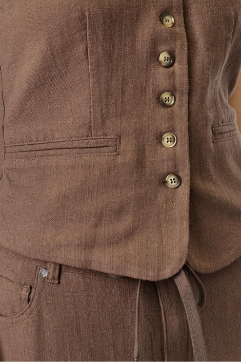 SisterS point bruine dames gilet | Close up