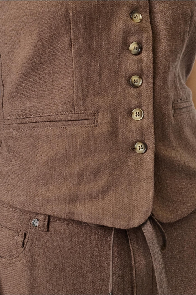 SisterS point bruine dames gilet | Close up