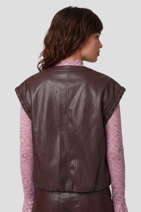 Fluresk bordeaux dames gilet | Model achteraanzicht