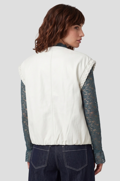 Fluresk beige dames gilet | Model achteraanzicht