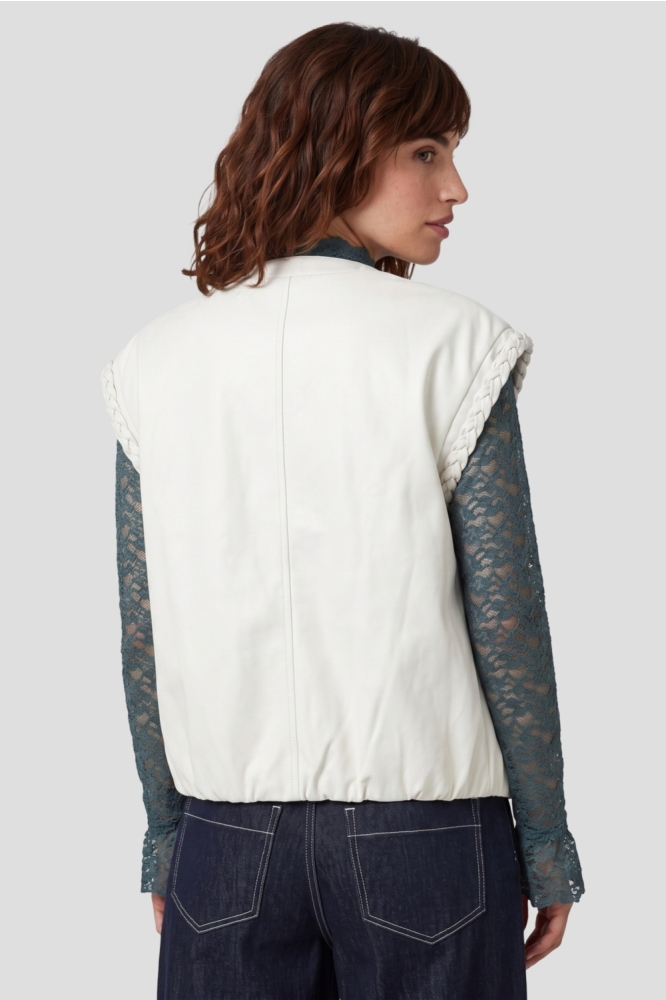 Fluresk beige dames gilet | Model achteraanzicht