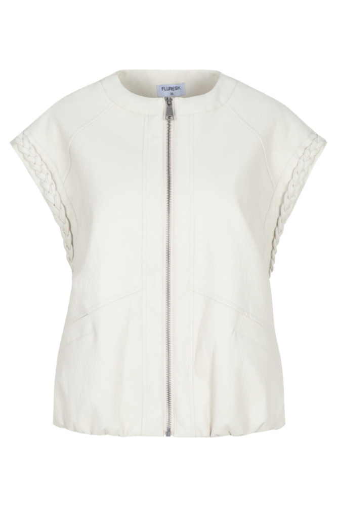 Fluresk beige dames gilet | Vooraanzicht