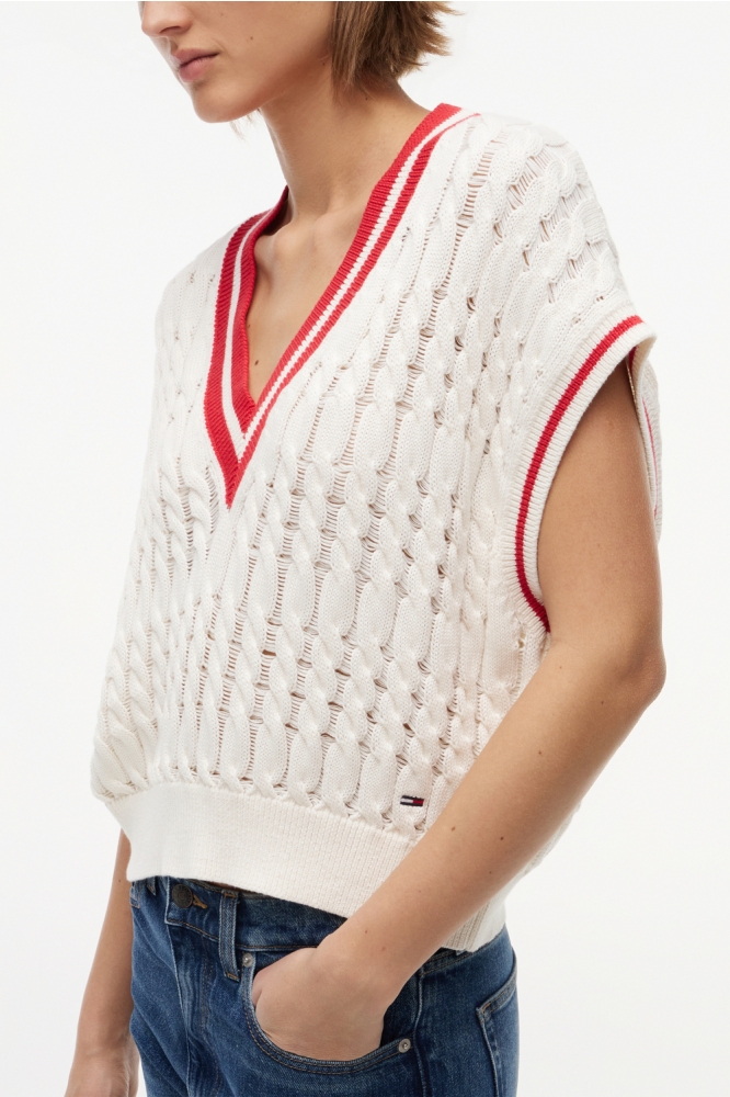 Tommy Jeans witte dames trui | Close up