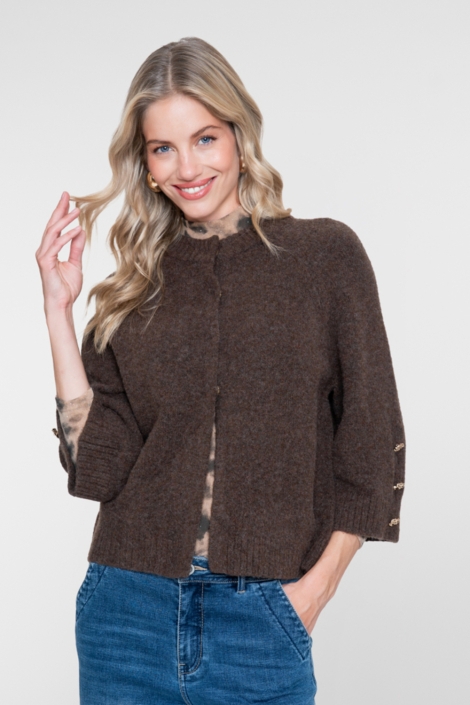 Geisha bruine dames vest | Model vooraanzicht