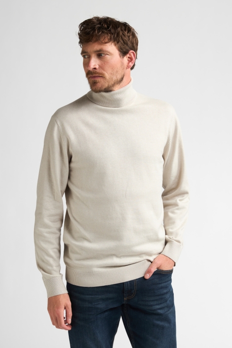 Petrol Industries beige heren trui | Model vooraanzicht