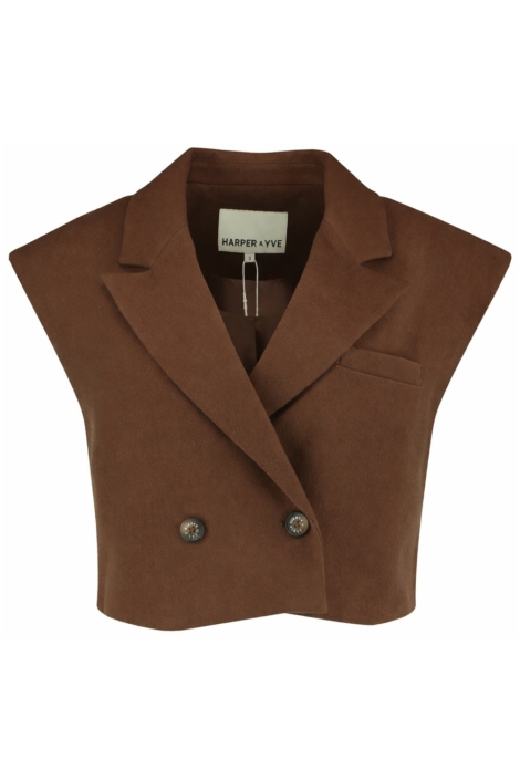 Harper & Yve bruine dames gilet | Vooraanzicht