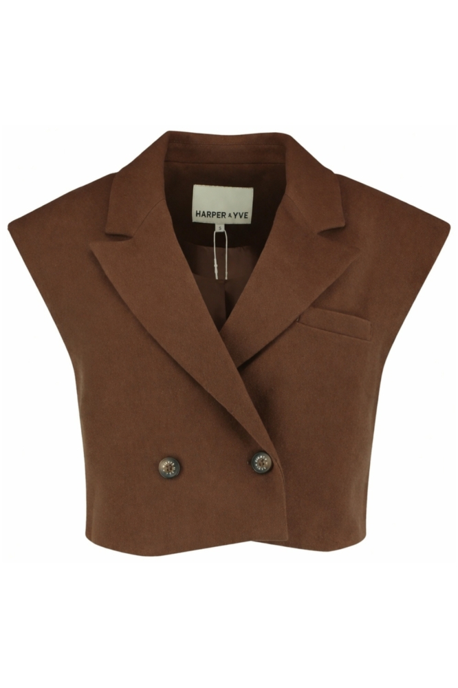 Harper & Yve bruine dames gilet | Vooraanzicht