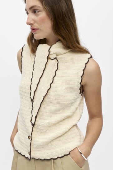 Object Gilet OBJJAINA S/L KNIT SCARF CARDIGAN E 23050329 Birch/Seal brown contrast